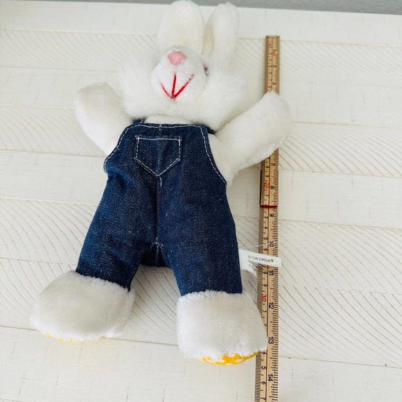 VTG 13" Circus Circus Las Vegas Reno Bunny Rabbit Stuffed Animal Plush Overalls - Picture 7 of 10